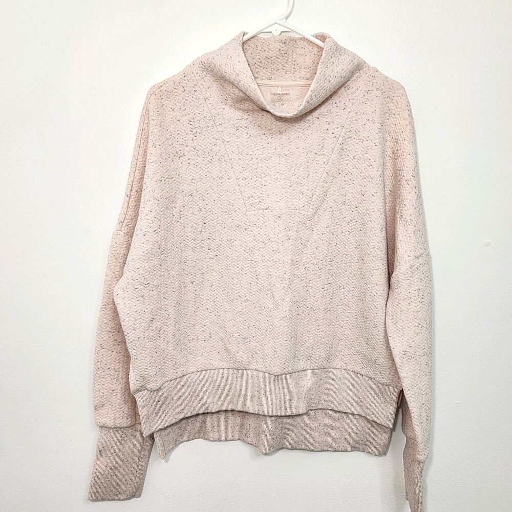 Calia Herringbone Funnel Neck Sweatshirt Womens Sz S Pink Purple Knit Activewear